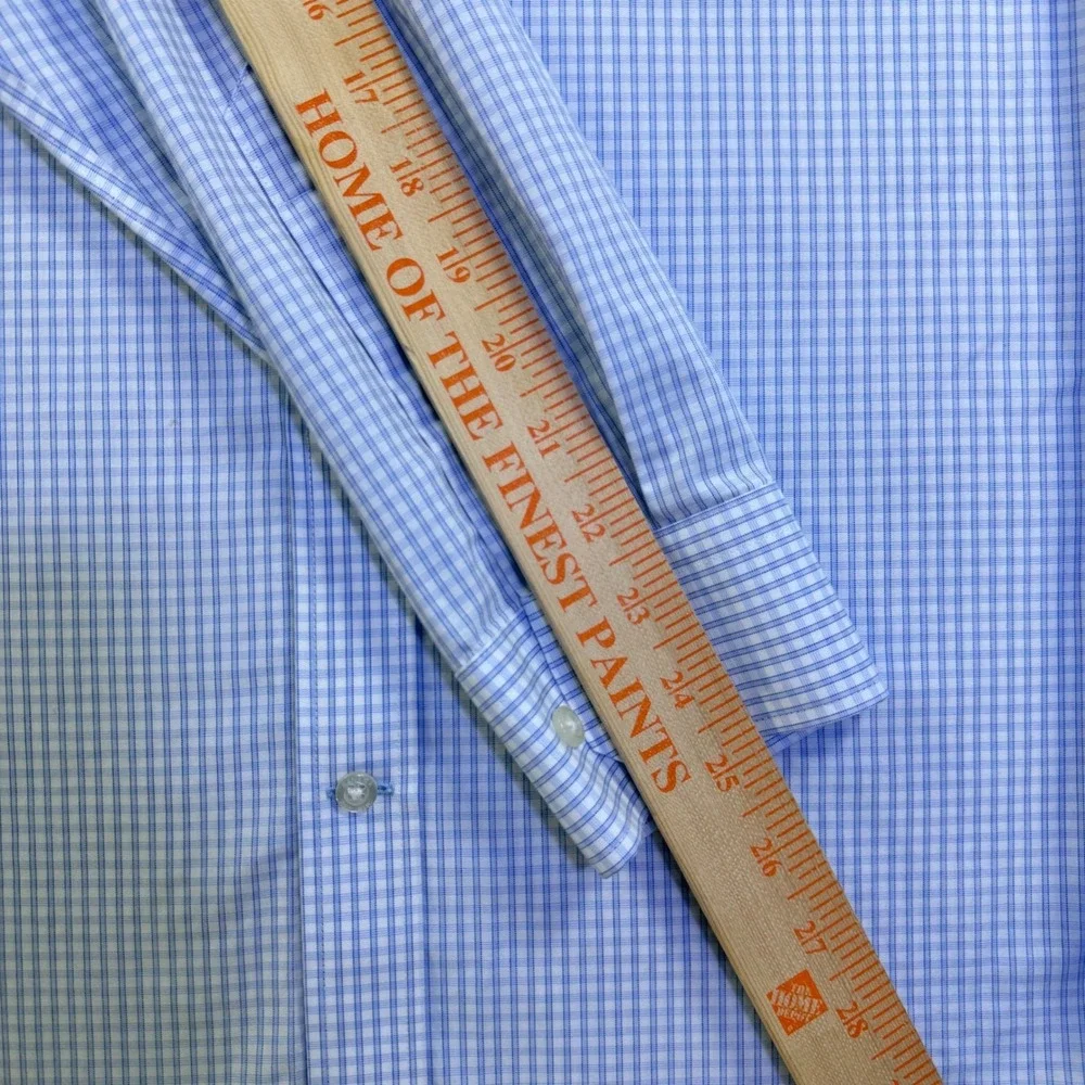 Banana Republic Mens Slim Fit Non-Iron‎ Dress Shirt Blue Gingham Check M 15-15.5